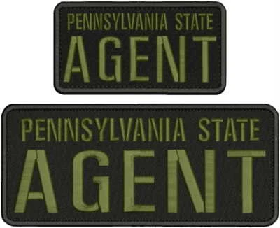 PENNSYLVANIA STATE AGENT EMBROIDERY PATCH 10X4 AND 6X3 HOOK ON BACK