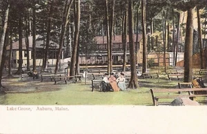 Auburn, MAINE - Lake Grove - Amusement / Trolley Park - long dresses on a bench - Picture 1 of 2