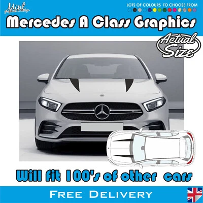 Mercedes A CLass Sport BONNET Stripes Decals Stickers Graphics AMG A45 009 - Image 1 of 4