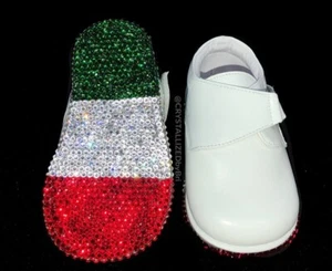 Bling Baby Booties AUSTRIAN CRYSTAL Boys Newborn Crib Shoe Bedazzled Christening