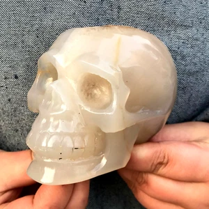 2,22 Pfund natürlicher Achat Geode Quarz geschnitzt Kristall Geist Schädel Reiki Heilung.90 - Bild 1 von 8
