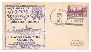 USS TRENTON (CL-11) Cruiser 1934 COAST GUARD CUTTER Cover • WELCOME CGC NEMESIS - Picture 1 of 1