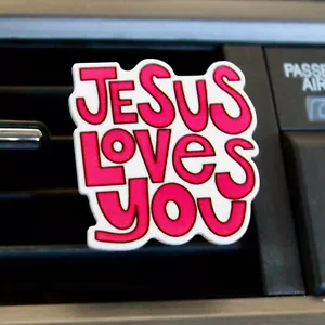 Jesus Loves You Car Air Vent Clip Essential Oils Diffuser Mask Holder Christian - Picture 1 of 8
