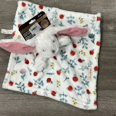 Blankets & Beyond Baby Security Blanket Lovey Bunny Rabbit Pink Ears Apples New - Image 1 of 4