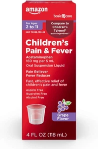 Amazon Basic Care Children'S Acetaminophen 160 Mg per 5 Ml Oral Suspension, Grap - Picture 1 of 12