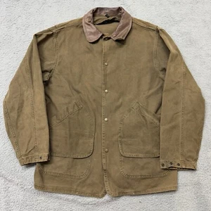 Vintage 90s Woolrich Barn Jacket USA LL Bean Style Size XL Canvas Leather Collar - Picture 1 of 14
