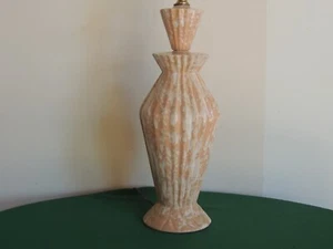 MCM Vintage Ceramic Art Retro Fountain Table Lamp Mottled White Deco Lines - Imagen 1 de 9