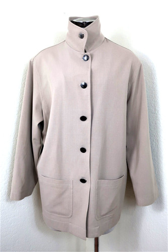 CHANEL Lana Beige Cappotto Corto Minimalista Top Jacket Blazer Medium 42 6 7 8