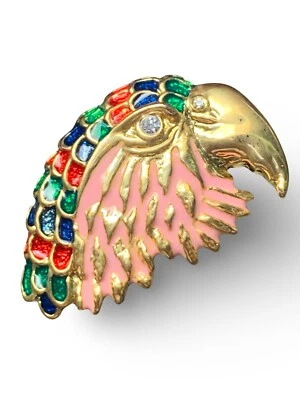 Broche prendedor cabeza de loro Jimmy Buffet esmalte cristal austriaco colorido nuevo con etiquetas Foto 1 de 4