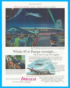 1953 Douglas aircraft DC-6 print ad airport pilot travel to Europe vacation - Picture 1 of 5