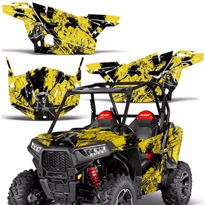 Graphic Kit Decal Full Wrap w/ Door for Polaris RZR 900S 2015-2016 REAPER YELLOW - Picture 1 of 2
