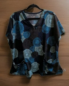 UA Butter Soft Stretch Blue Mandala XL 4 tasche scrub top freccette schiena ECCELLENTE! - Foto 1 di 7