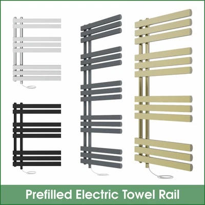 KBSTAR Prefilled Electric Heated Towel Rail D-shape Radiator Ladder Warmer Heating Rads