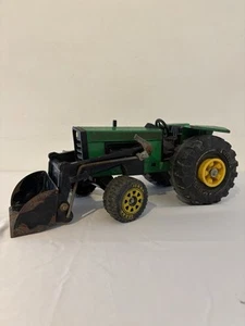 Cubo cargador frontal tractor Mighty Tonka verde diecast vintage - Imagen 1 de 9