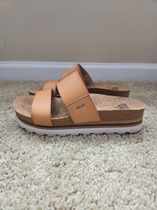 Reef slide sandals womens 6 faux leather kork platform - Picture 1 of 11