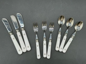 9 Pc Set Le Prix Kids Flatware White Handles - Picture 1 of 9