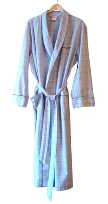 BROOKS BROTHERS Bata de Algodón a Cuadros Azul Para Hombre Clásica Preppy Talla XL DEFECTOS Foto 1 de 4