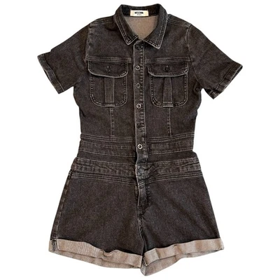 Mameluco Moschino Couture Negro Elástico Denim Manga Corta Talla S Italia Diseñador Foto 1 de 4