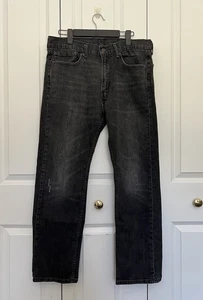 Levi's 505 Jeans Herren 36x30 Schwarz Distressed Black Label Straight Leg Denim - Bild 1 von 14