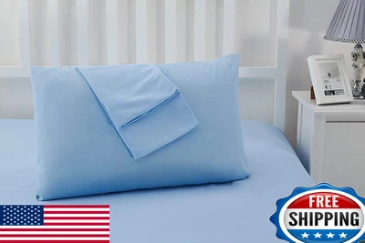 Juego de 2 fundas de almohada de viaje para niños pequeños 12x16, 500TC algodón egipcio, azul claro Foto 1 de 3