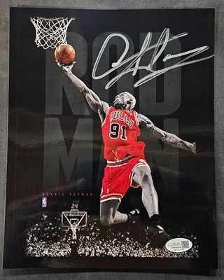 Foto metálica firmada por Dennis Rodman 8x10 nuevo y nuevo con etiquetas Bulls Worm autógrafo patio JSA HOGAN Foto 1 de 3