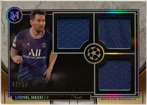 Lionel Messi 42/50 Patch Worn Triple Relic Topps Museum 2021/22 - Foto 1 di 2