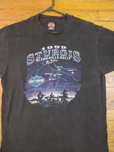 Camiseta negra grande vintage 1999 Black Hills Harley Davidson Sturgis Rally para hombre - Imagen 1 de 7