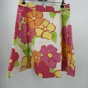 Falda Midi Lilly Pulitzer Floral Línea A Rosa Verde Naranja Amarillo Talla 8 - Imagen 1 de 6
