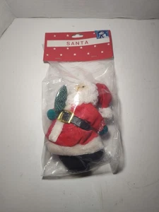2 Vintage Santa Claus Plush Ornaments New Old Stock Sealed Xmas Holiday Decor - Picture 1 of 5