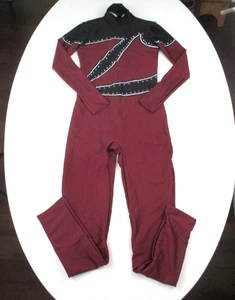Costume da ballo DANCEINKED Unitard bordeaux nero medio M adulto foderato Halloween - Foto 1 di 15