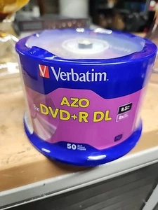 Verbatim DVD+R DL 8.5GB 8X with Branded Surface - 50pk Spindle NEW FREE SHIPPING - Afbeelding 1 van 6