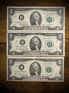 1976 Zwei Dollar Scheine 2 $ 🔥KOMPLETTER DISTRICT SET 12 A-L🔥AU-CU - Bild 1 von 9