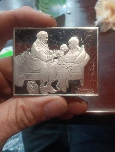 Norman Rockwell's Fondest Memories Roughly 99 Gram Sterling Silver Bar. NICE! - Picture 1 of 2
