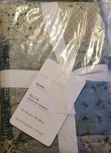 1 POTTERY BARN ELLIS REVERSIBLE QUILTED SHAM EURO ~ BLUE MULTI PATCHWORK - Picture 1 of 1