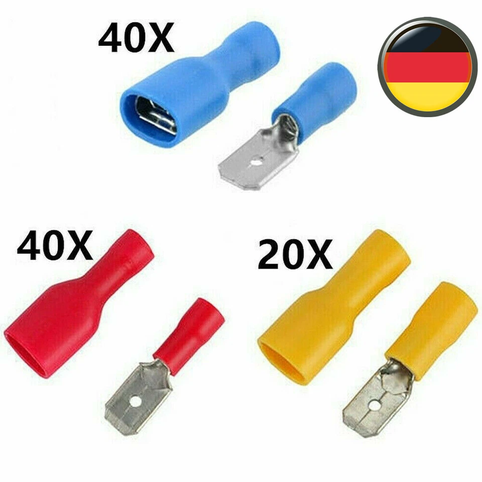 100tlg Kabelschuhe Auto KFZ Steckverbinder Flachstecker Quetschverbinder Satz - Bild 1 von 4