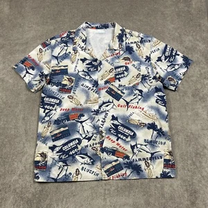 Camisa Columbia PFG Para Hombres Grande Cuello de Campamento Hawaiano Ventilado Gráfico Hula Pesca - Imagen 1 de 8