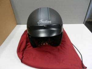 NOS Indian Motorcycle Large Carbon Black Striped Open Face Helmet 286963306 - Picture 1 of 13