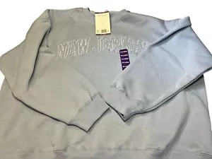 New Jersey Blue Crewneck Sweatshirt Large Pullover Long Sleeve Casual Unisex Cot - Picture 1 of 1