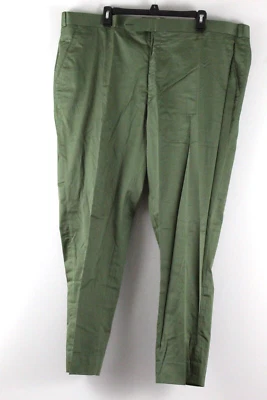 Traje Pantalones Pantalones Frontales Planos Pierna Cónica Corona Francesa Talla 44 Color Verde Usado Foto 1 de 4