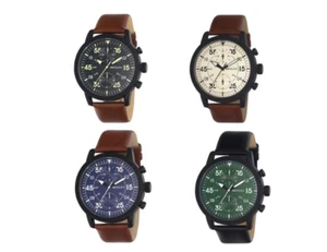 Henley Men's Bold Textured sports Black Dial With Brown Leather Strap Watch - Picture 1 of 3