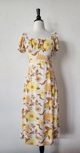 Anthropologie Midi Dress New Size Small White Floral Coquette Bridgerton Garden - Picture 1 of 6