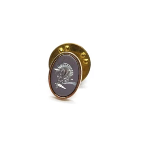 Helmeted Centurion Spartan Warrior Intaglio Pin Mythological Lapel Collectible - Picture 1 of 3