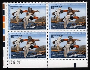 US Sc RW54 Multicolor $10.00 1987 MNH OG LL Plate No. 178171 Block of 4 - Picture 1 of 1