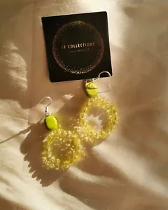 Green Hoop earring, Lime Earring, Handmade Earring, Beaded Earring Daily Earring - Picture 1 of 1