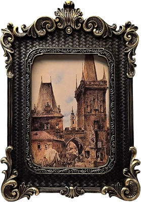 Marco de fotos gótico antiguo ornamentado negro y dorado 5x7,,, Foto 1 de 4