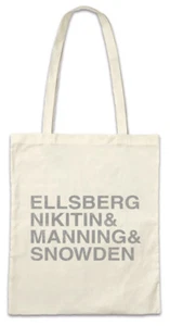 Ellsberg, Nikitin & Manning & Snowden Stofftasche Einkaufstasche Whistleblower - Picture 1 of 1