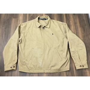 VTG Polo Ralph Lauren Harrington cotton canvas khaki zip-up jacket coat XL