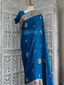 Vintage blue embellished bollywood sari saree with 41" blouse - BN - SKU15605 - Picture 1 of 11