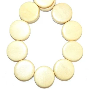 W673 Light Natural Brown 15mm Flat Round Coin Wood Beads 16" - Picture 1 of 2