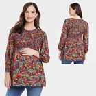 Isabel Maternity Nwt Women's M Floral Long Sleeve Smocked Woven Maternity Top